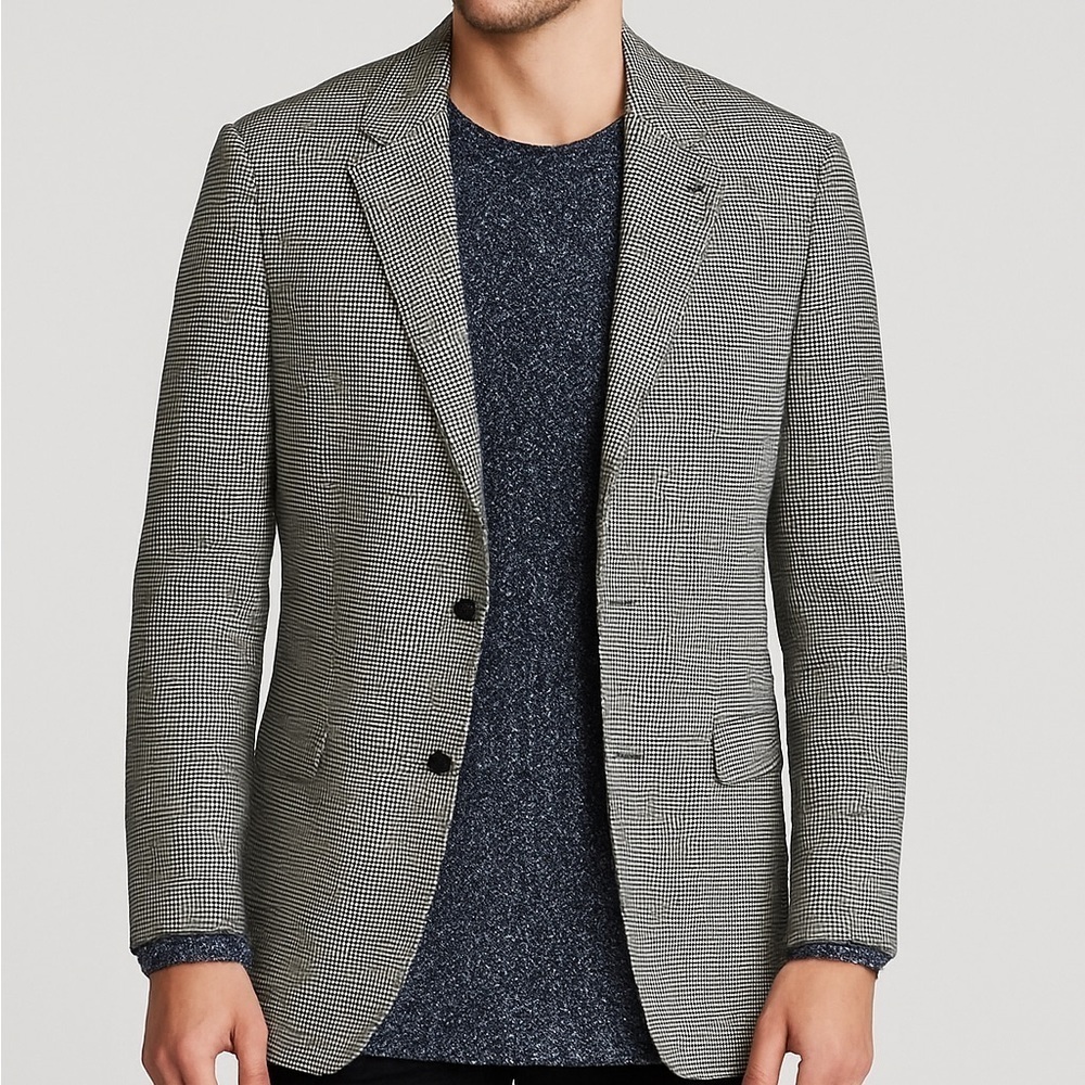 Jack Victor Lora piana Cashmere Houndstooth Blazer Sport Coat Size 42 Long